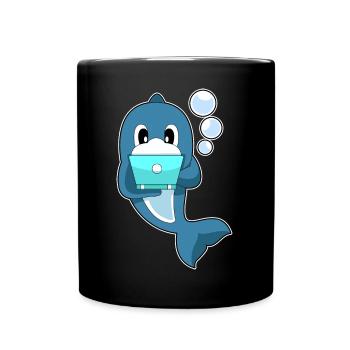 Dolphin Laptop - Full Colour Mug - black - Front