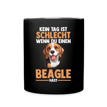 Hund Beagle - Tasse einfarbig - Schwarz - Vorne