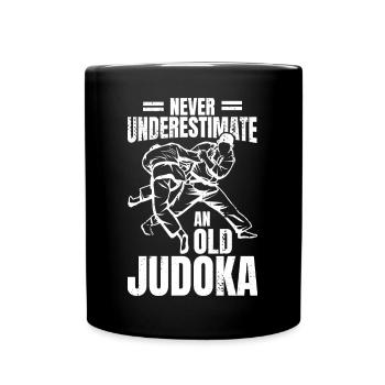 Never underestimate an old judoka - Full Colour Mug - black - Front