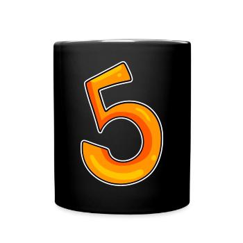 Zahl 5 Nummer - Tasse einfarbig - Schwarz - Vorne