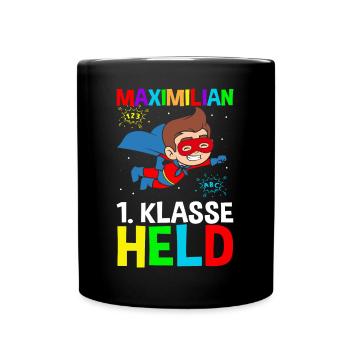 Schoolchild Maximilian 1st Grade Hero - Full Colour Mug - black - Front