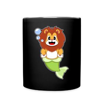 Lion Mermaid - Full Colour Mug - black - Front