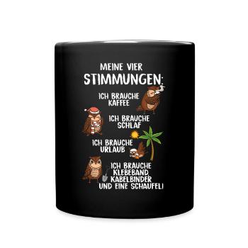 Meine Vier Stimmungen - Tasse einfarbig - Schwarz - Vorne