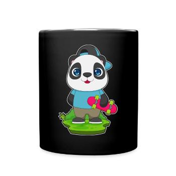 Panda Skater Skateboard Sport - Tasse einfarbig - Schwarz - Vorne