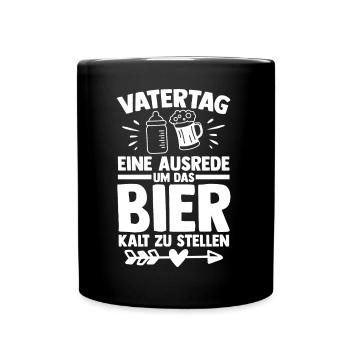 Papa Bier Vater Vatertag - Tasse einfarbig - Schwarz - Vorne