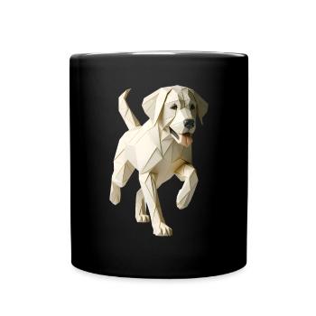 chien labrador blanc origami géométrique 3d - Mug uni - noir - Devant