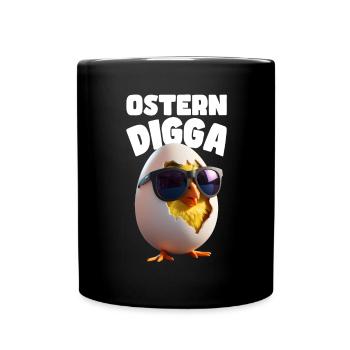 Drôle de Pâques Digga Design avec poussin et œuf - Mug uni - noir - Devant