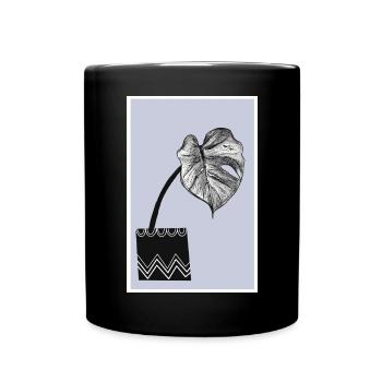 Monstera Plant Nature Illustration - Full Colour Mug - black - Front