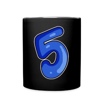 Zahl 5 Nummer Blau - Tasse einfarbig - Schwarz - Vorne