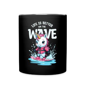 Wakeboard Unicorn - Full Colour Mug - black - Front