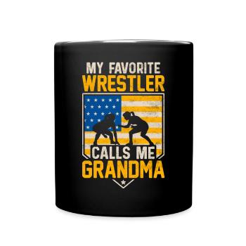 Mon lutteur préféré m’appelle Grand-mère - Mug uni - noir - Devant