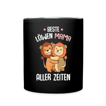 Beste Löwenmama aller Zeiten - Tasse einfarbig - Schwarz - Vorne