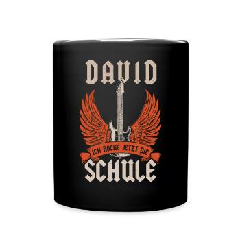 Schoolchild David I'm rocking the first day of school now - Full Colour Mug - black - Front