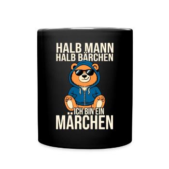 Bär halb Mann halb Bärchen Märchen Partner - Tasse einfarbig - Schwarz - Vorne