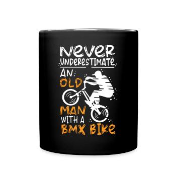 Alter BMX Fahrer - Tasse einfarbig - Schwarz - Vorne