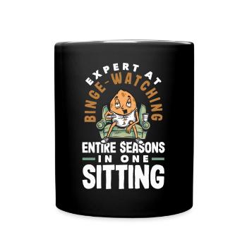 Expert at Binge-Watching Funny Potato - Full Colour Mug - black - Front