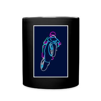 Wheelie extrême avec moto de course colorée - Mug uni - noir - Devant
