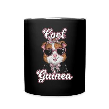 Coole Meerschweinchen mit Herz-Sonnenbrille - Tasse einfarbig - Schwarz - Vorne