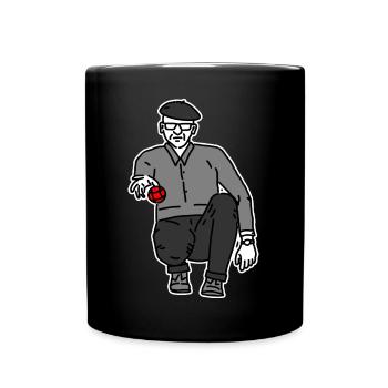Petanque Spieler Rechtshänder - Tasse einfarbig - Schwarz - Vorne