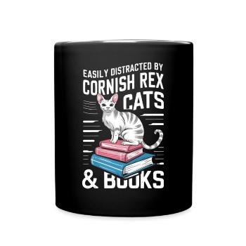 Katze Cornish Rex Geschenk - Tasse einfarbig - Schwarz - Vorne