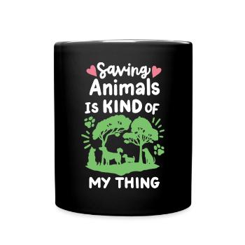 Hunderettung Tierrettung - Tasse einfarbig - Schwarz - Vorne