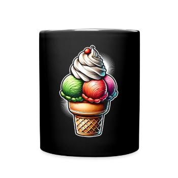 delicious ice cream sundae motif.Perfect for summer - Full Colour Mug - black - Front