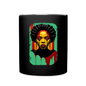 portrait femme noire dégoulinant de couleurs - Mug uni - noir - Devant