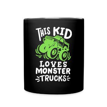 Monstertrucks für Kinder - Tasse einfarbig - Schwarz - Vorne