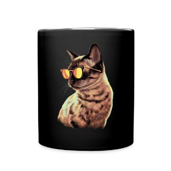 Sonnenbrille für Siamkatzen Geschenk - Tasse einfarbig - Schwarz - Vorne