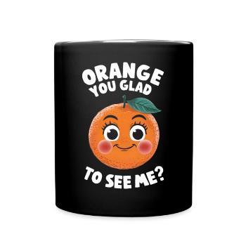 Lustiges Orangenfrucht Geschenk - Tasse einfarbig - Schwarz - Vorne