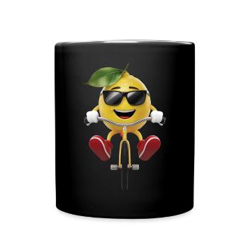 Zitrone Radfahren auf dem Fahrrad Geschenk - Tasse einfarbig - Schwarz - Vorne