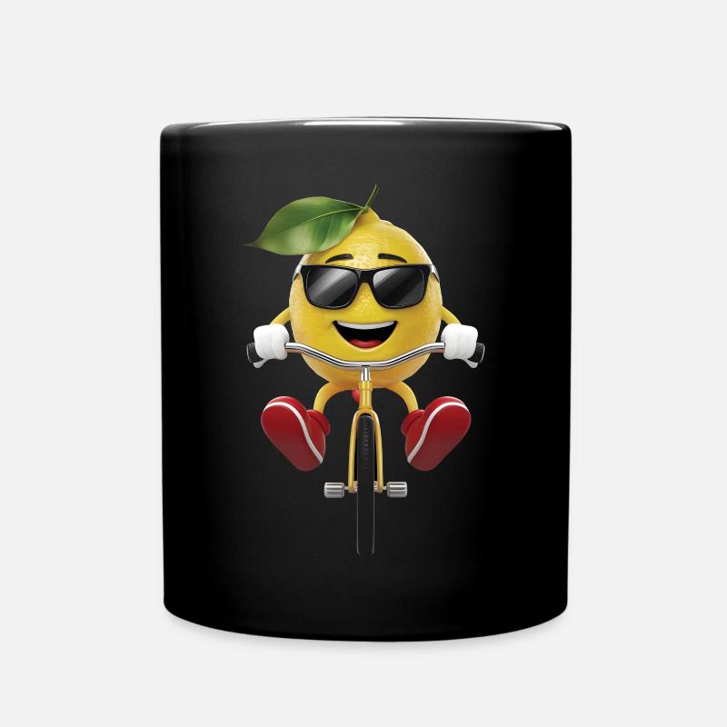 Zitrone Radfahren auf dem Fahrrad Geschenk - Tasse einfarbig - Schwarz