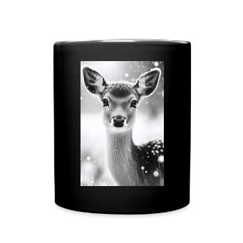 Tranquil Deer in Snowy Forest - Full Colour Mug - black - Front