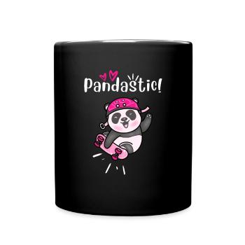 Pandastic Panda Skateboarding. Black. - Full Colour Mug - black - Front