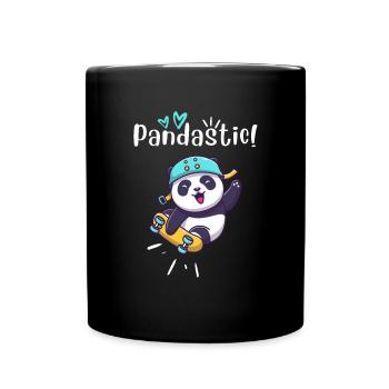 Pandastic Panda On Skateboard. Black. - Full Colour Mug - black - Front