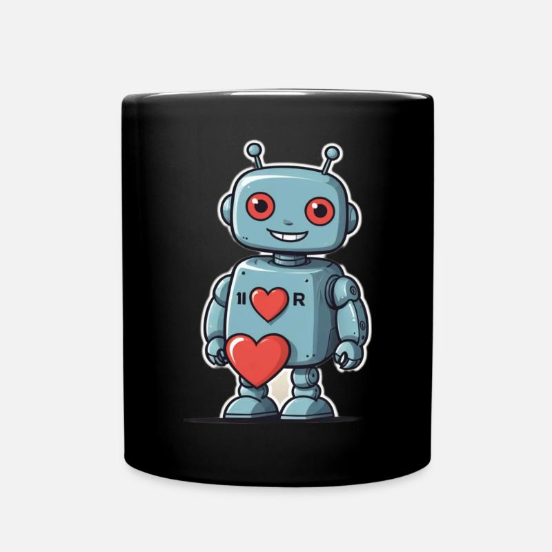 I Love Robots - Full Colour Mug - black