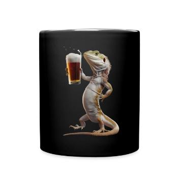 Eidechse Bier - Tasse einfarbig - Schwarz - Vorne