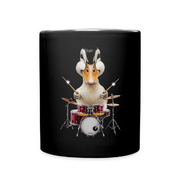 Ente Schlagzeug - Tasse einfarbig - Schwarz - Vorne