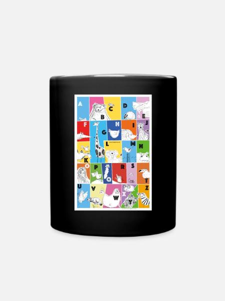 Das Lustige-Tiere-Alphabet - Tasse einfarbig - Schwarz
