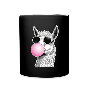 Bubble llama with humorous sunglasses - Full Colour Mug - black - Front