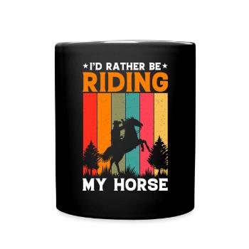 Horse Lover Équitation Chevaux - Mug uni - noir - Devant