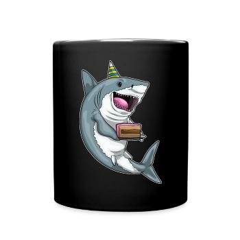 Gâteau d’anniversaire requin - Mug uni - noir - Devant