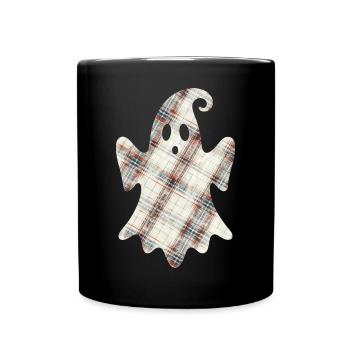 Cute Ghost Scotland Ghost Tartan Halloween - Full Colour Mug - black - Front