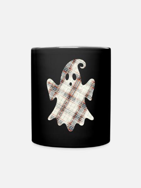 Mignon fantôme Écosse fantôme Tartan Halloween - Mug uni - noir