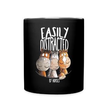 Horse Saying with Horse Motif Easily Distracted - Full Colour Mug - black - Front
