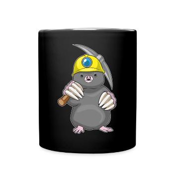 Maulwurf Bergarbeiter Spitzhacke Bergbau - Tasse einfarbig - Schwarz - Vorne