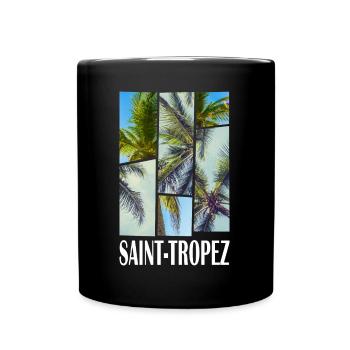 Saint-Tropez France Summer Palm Trees Beach - Full Colour Mug - black - Front