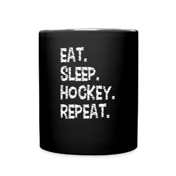 Essen Schlaf Hockey Wiederholen - Tasse einfarbig - Schwarz - Vorne
