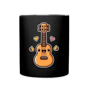 Ukulele Cartoon-Stil - Tasse einfarbig - Schwarz - Vorne