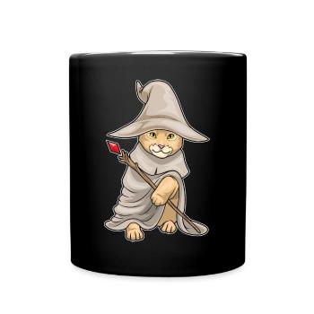 Orange Cat Wizard Wand - Full Colour Mug - black - Front